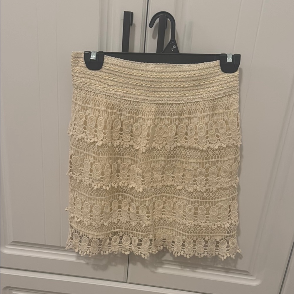 Elegant Cream Lace Skirt